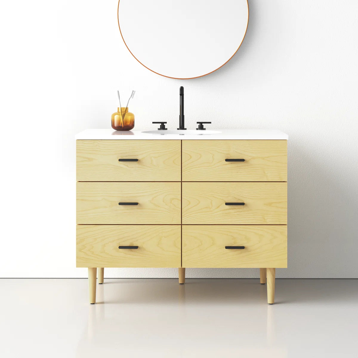 Stockholm 42" Width Single Bathroom Vanity With Black Handles