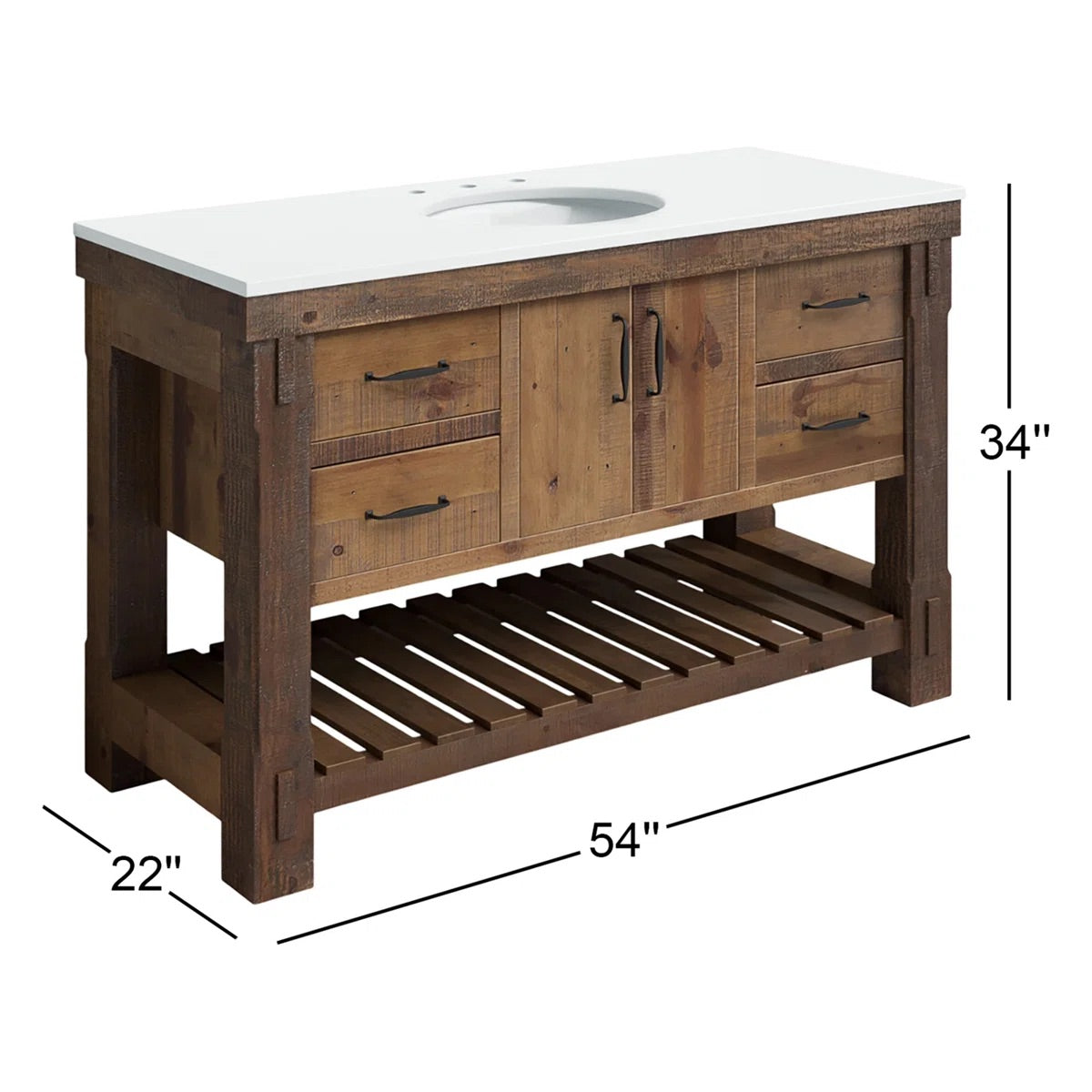 Telluride 54" Single Bathroom Vanity | Quartz Countertop