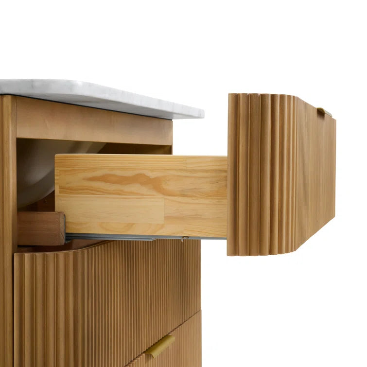 Havana 36" Reeded Single Bathroom Vanity | Carrara Marble Countertop