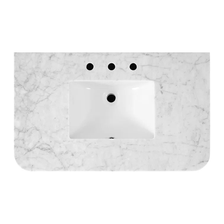 Havana 36" Reeded Single Bathroom Vanity | Carrara Marble Countertop