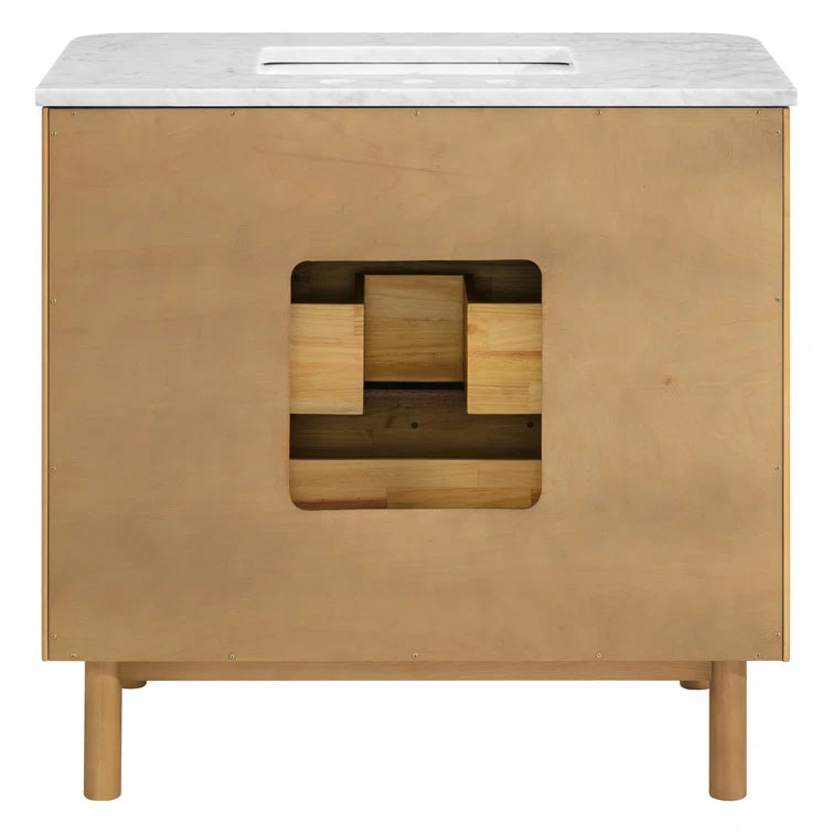Havana 36" Reeded Single Bathroom Vanity | Carrara Marble Countertop