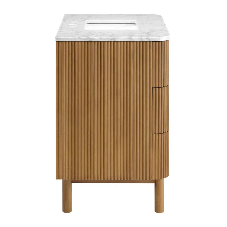 Havana 36" Reeded Single Bathroom Vanity | Carrara Marble Countertop