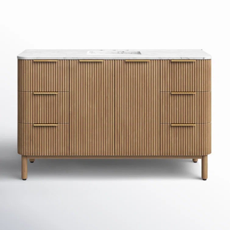 Havana 54" Width Single Bathroom Vanity In Natural Finish