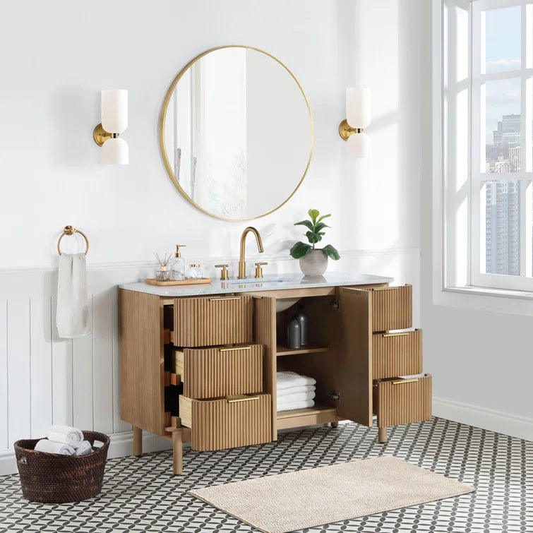 Havana 54" Width Single Bathroom Vanity In Natural Finish