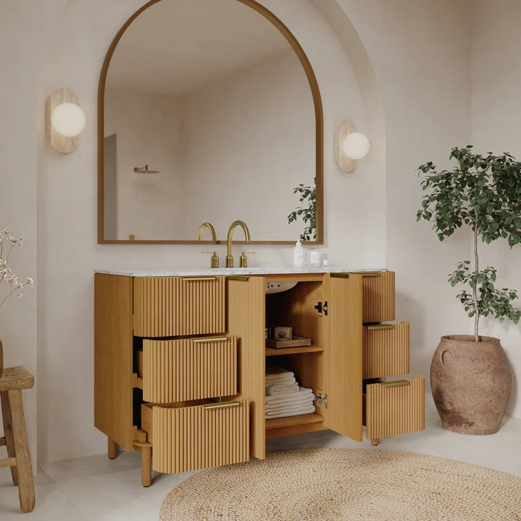 Havana 54" Width Single Bathroom Vanity In Natural Finish