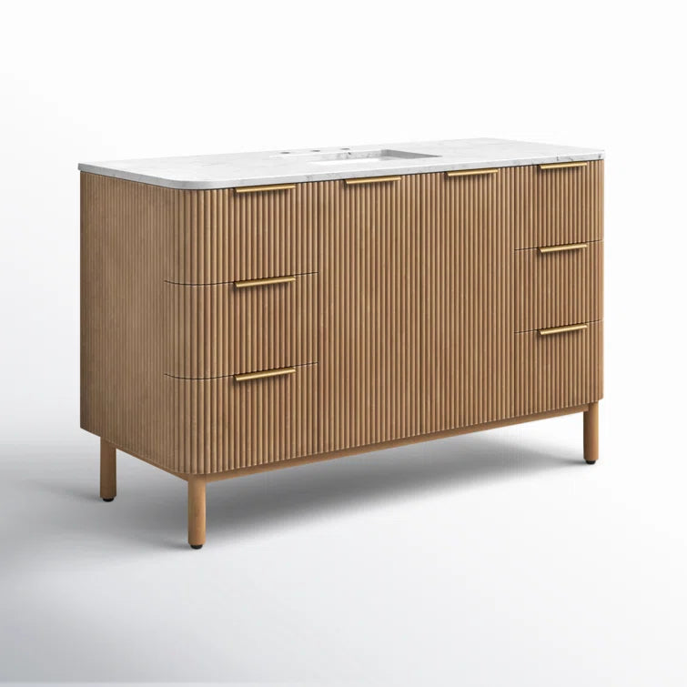 Havana 54" Width Single Bathroom Vanity In Natural Finish