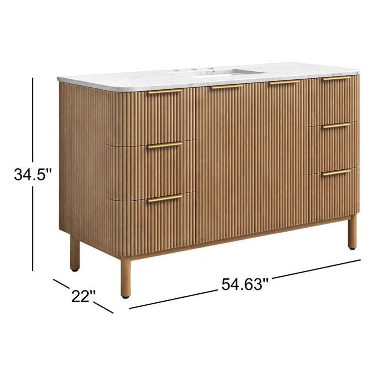 Havana 54" Width Single Bathroom Vanity In Natural Finish