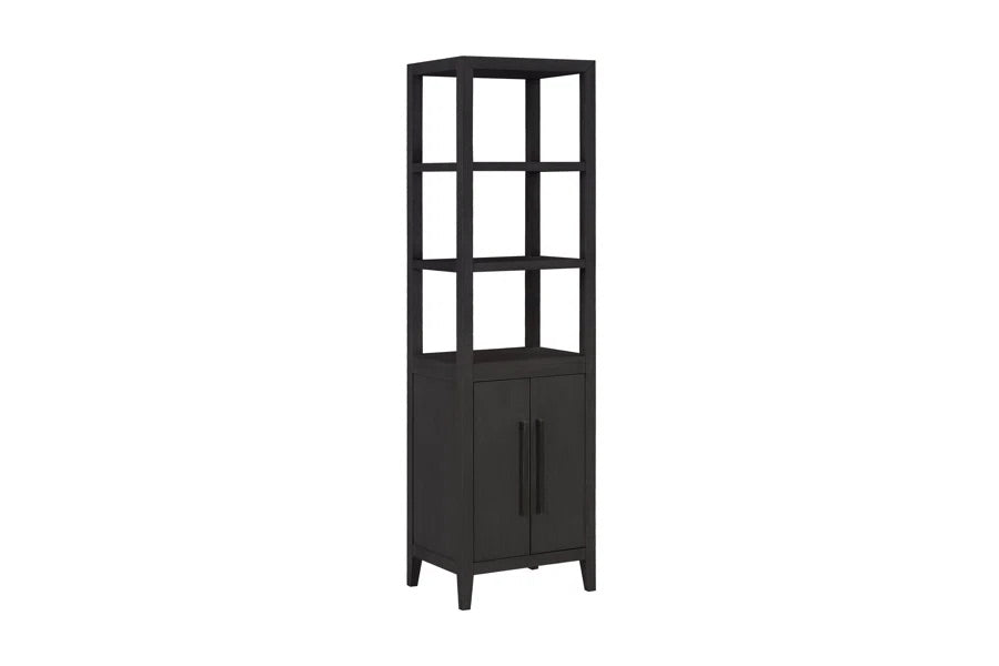 Bergen Solid Wood Freestanding Linen Cabinet In Wire Brushed Dark Oak
