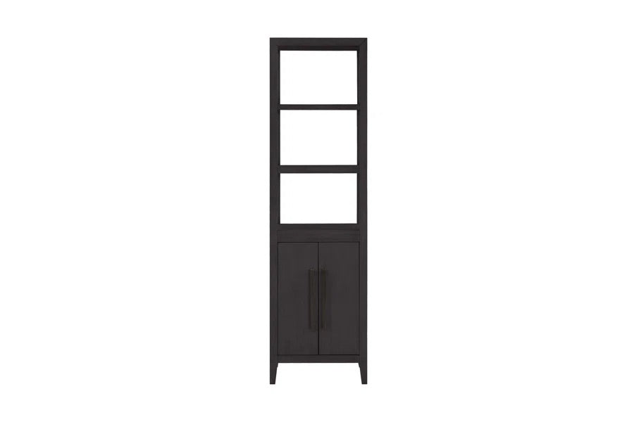 Bergen Solid Wood Freestanding Linen Cabinet In Wire Brushed Dark Oak