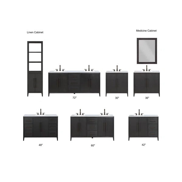 Bergen Solid Wood Freestanding Linen Cabinet in Wire Brushed Dark Oak
