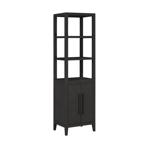 Bergen Solid Wood Freestanding Linen Cabinet in Wire Brushed Dark Oak