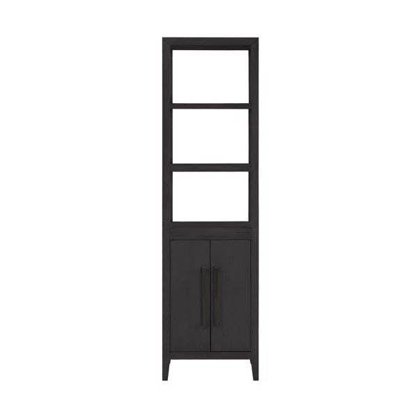 Bergen Solid Wood Freestanding Linen Cabinet in Wire Brushed Dark Oak