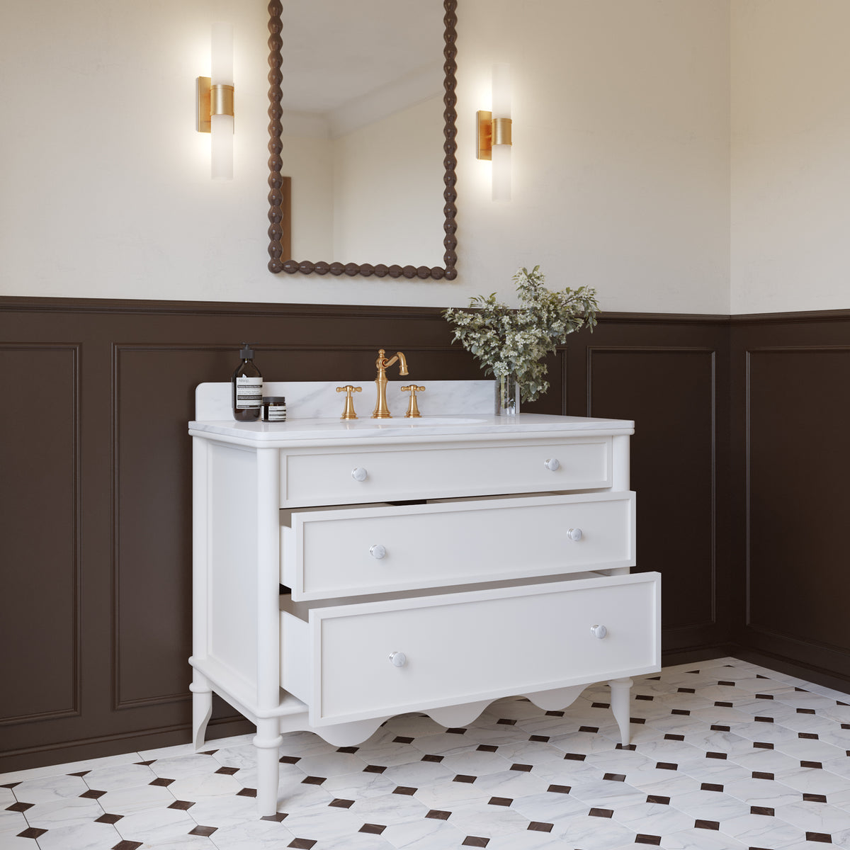 Juliette 42"W x 22"D Single Sink Bathroom Vanity with Cultured Marble Top