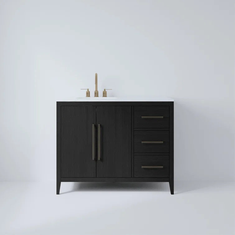 Bergen 42" Width Single Bathroom Vanity In Dark Weathered Oak