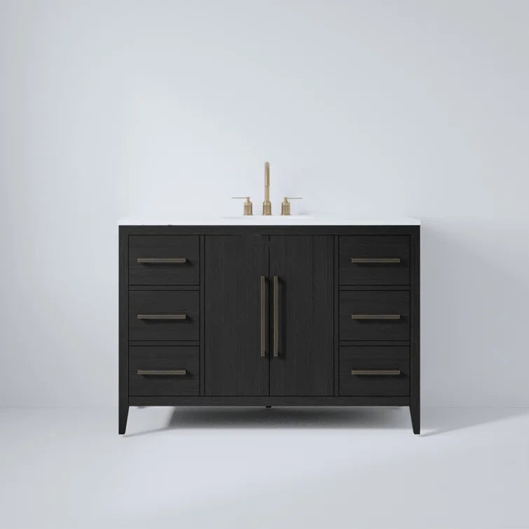 Bergen 48" Width Single Bathroom Vanity In Dark Weathered Oak