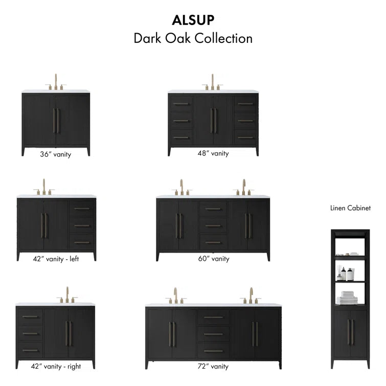 Bergen 48" Width Single Bathroom Vanity In Dark Weathered Oak
