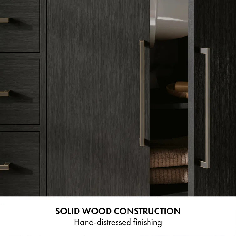 Bergen 60" Width Double Bathroom Vanity In Dark Weathered Oak