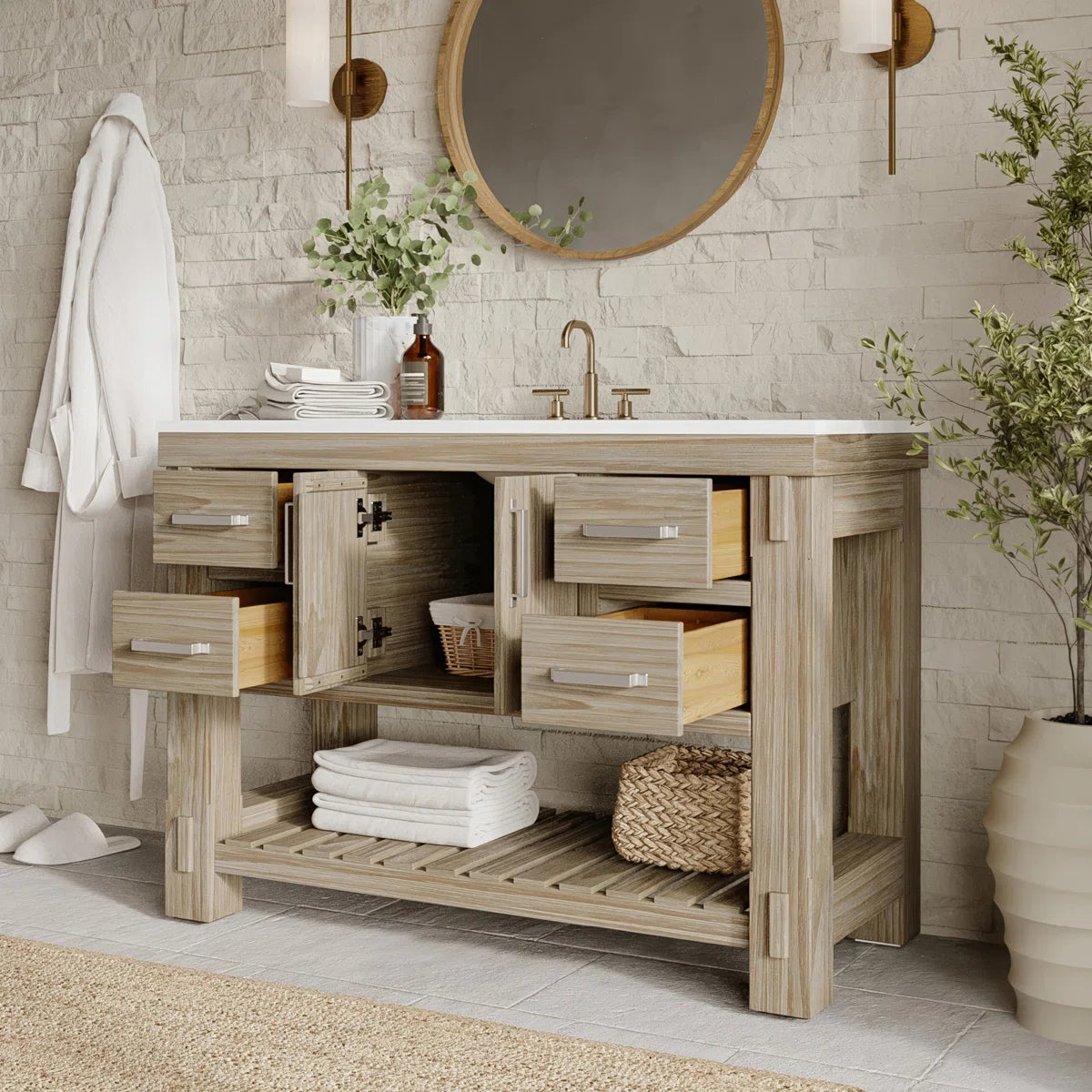 Telluride 48" Single Vanity in Washed Pine