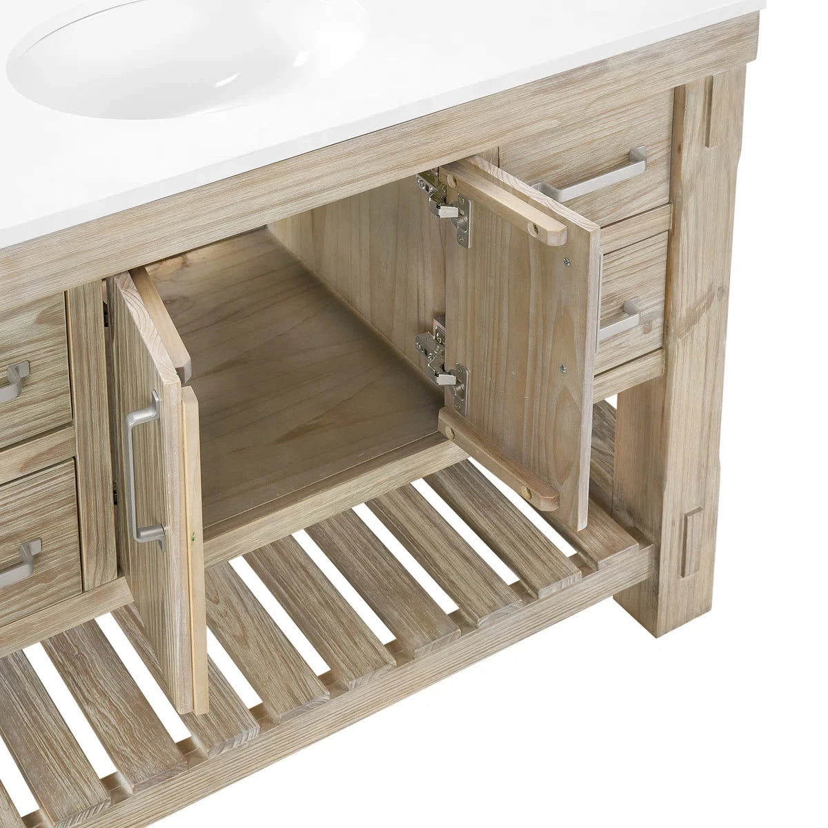 Telluride 48" Single Sink Bathroom Vanity in Washed Pine | White Quartz Countertop