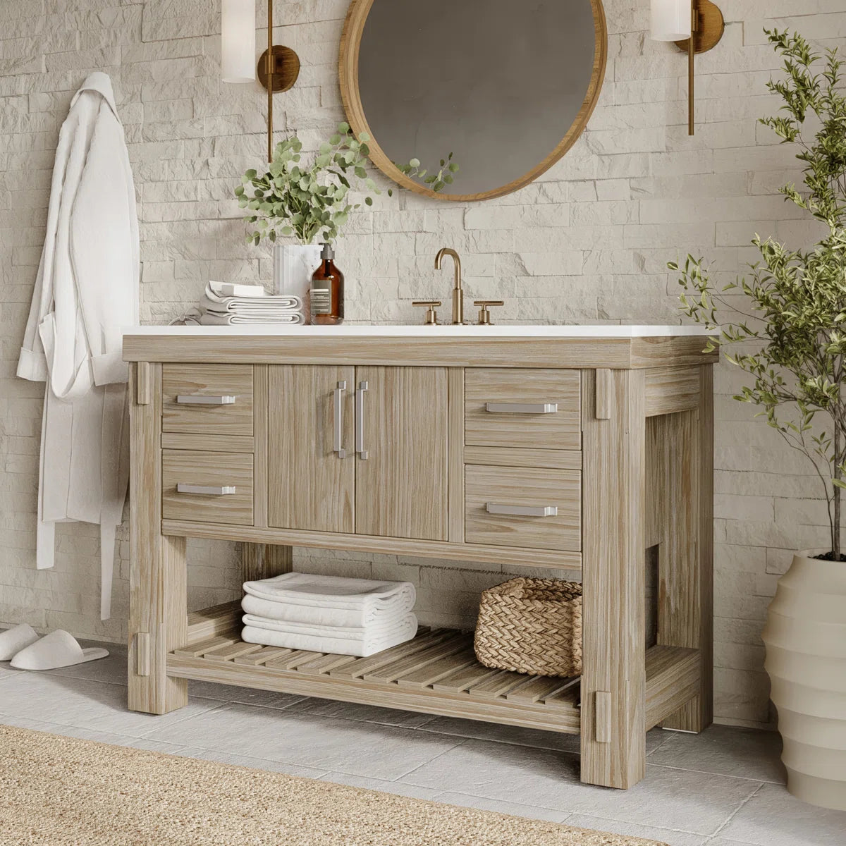 Telluride 48" Single Vanity in Washed Pine