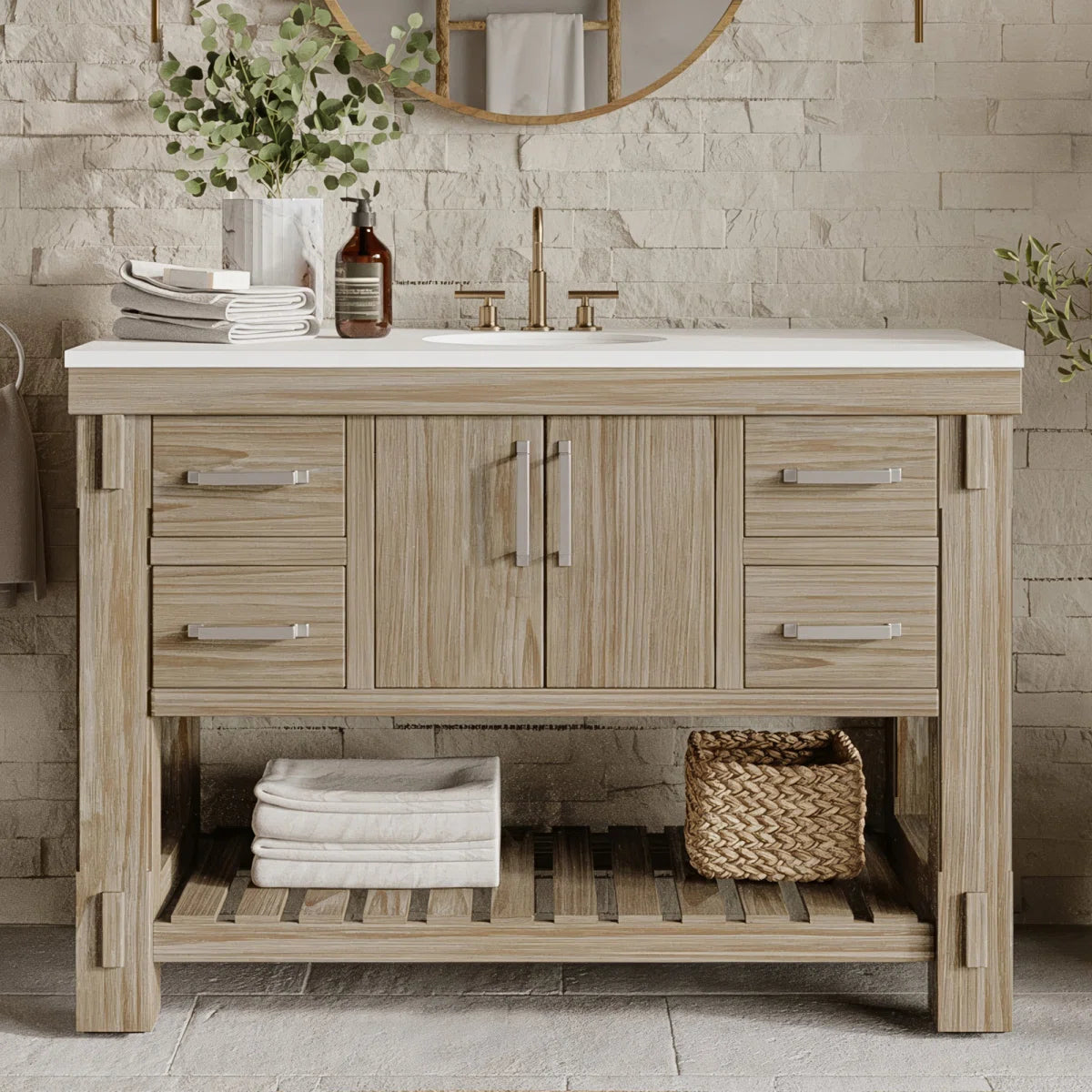 Telluride 48" Single Vanity in Washed Pine