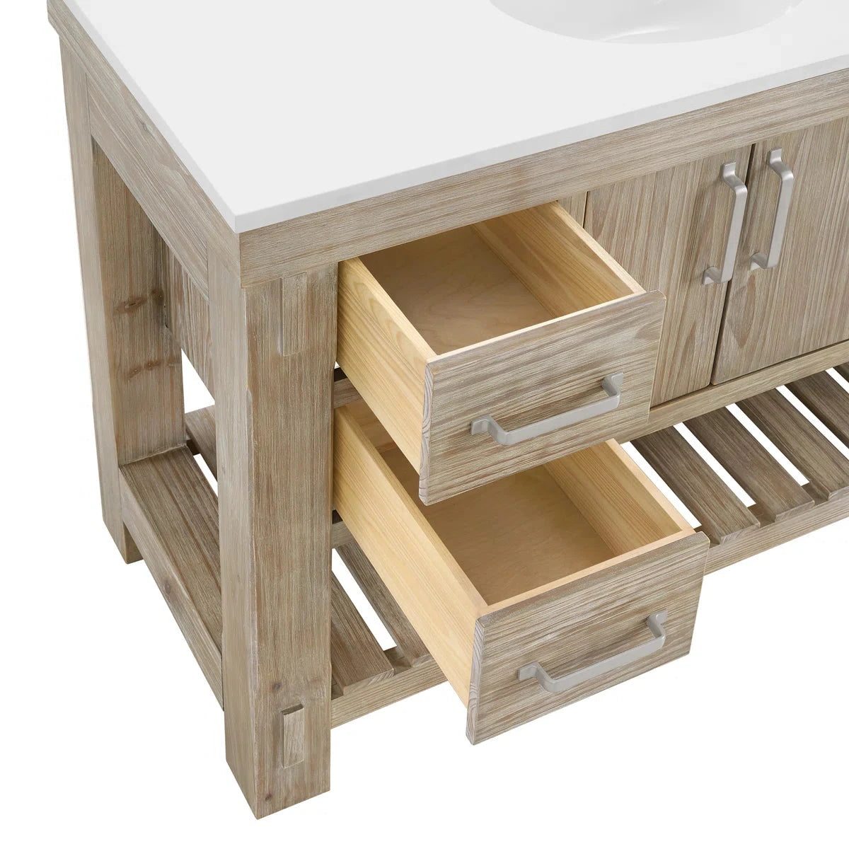 Telluride 48" Single Sink Bathroom Vanity in Washed Pine | White Quartz Countertop