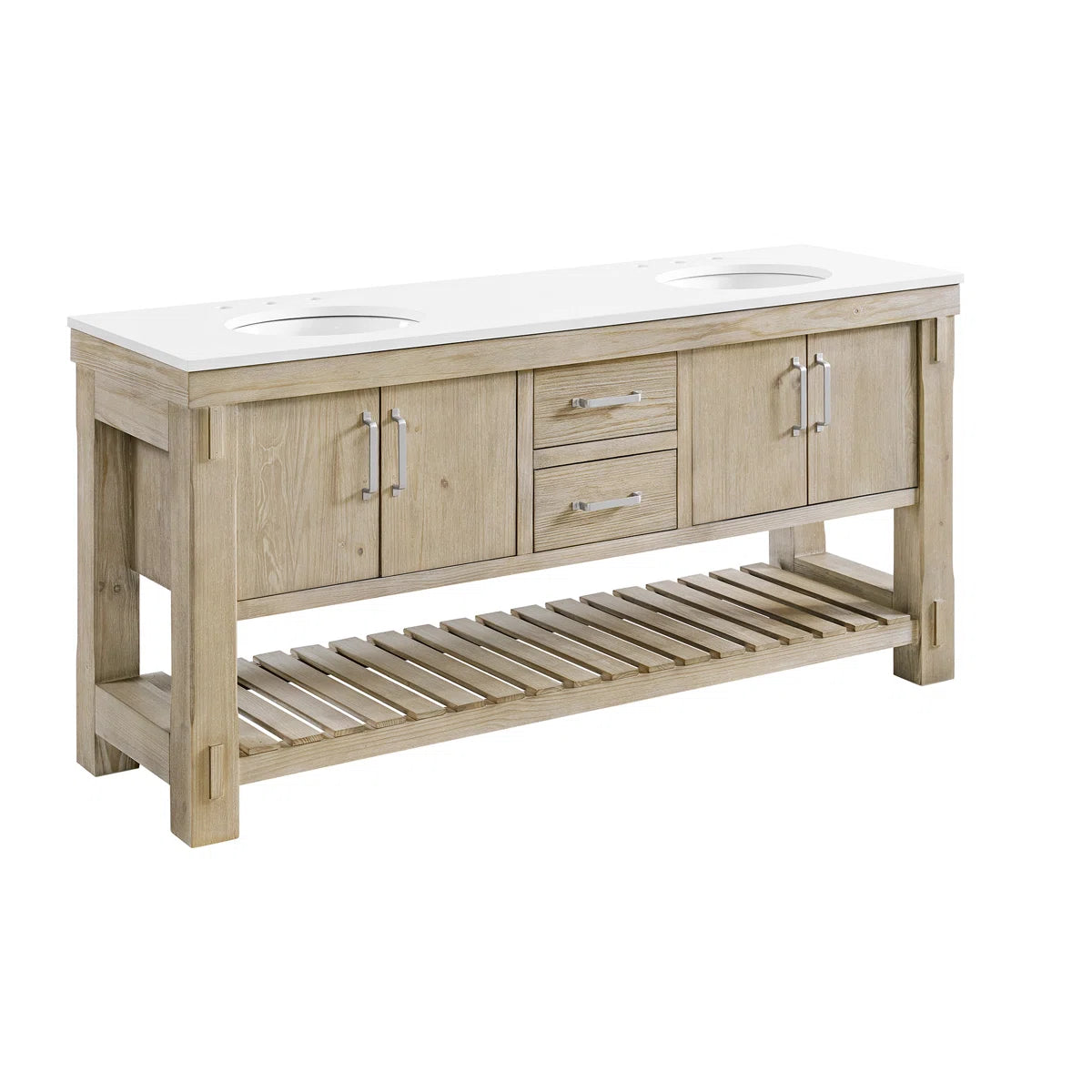 Telluride 72" Width Double Bathroom Vanity in Washed Pine
