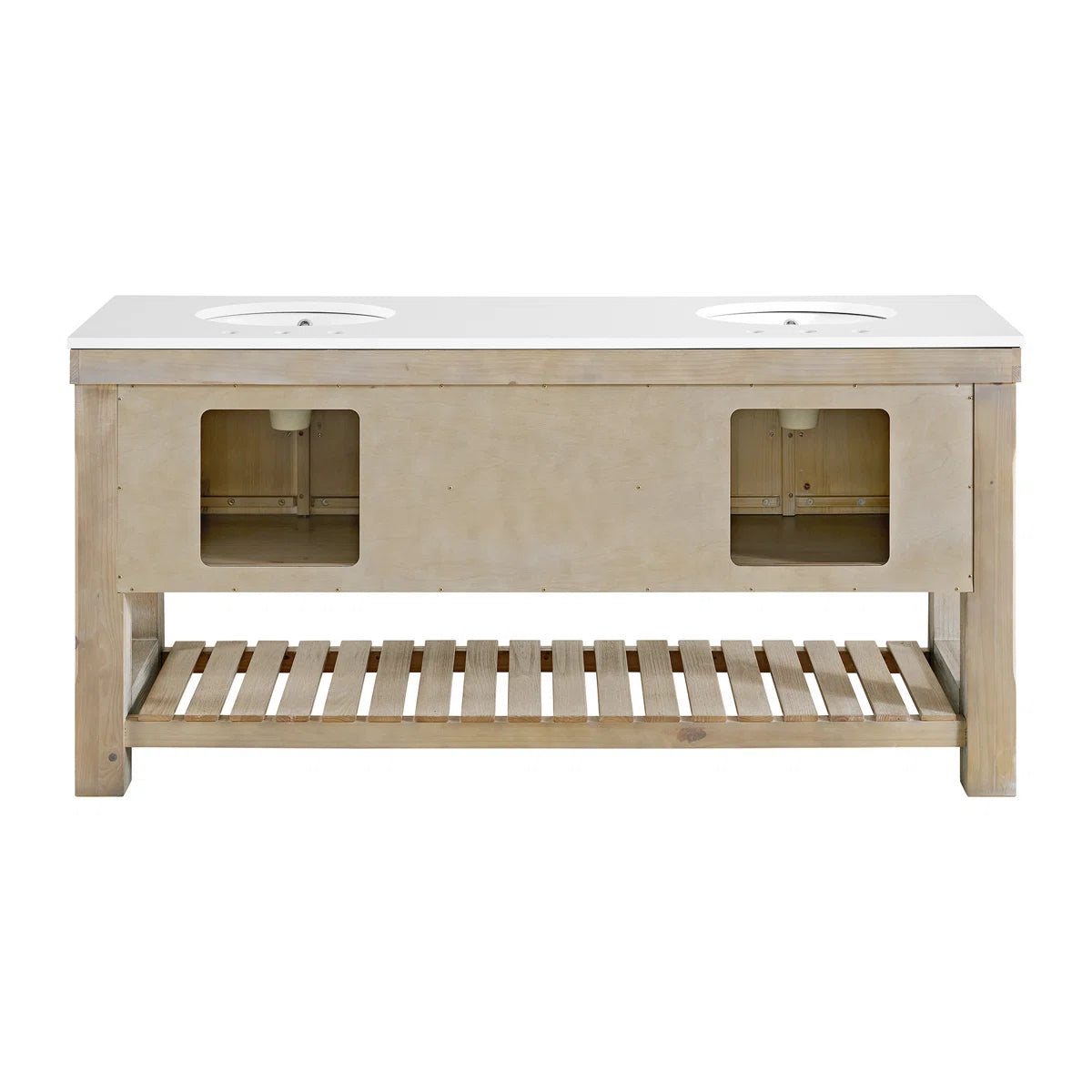 Telluride 72" Width Double Bathroom Vanity in Washed Pine