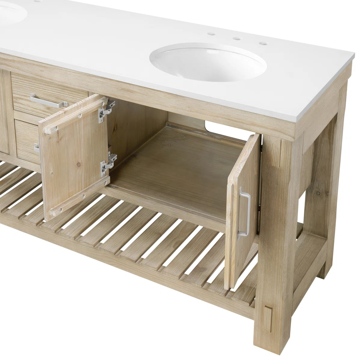 Telluride 72" Width Double Bathroom Vanity in Washed Pine