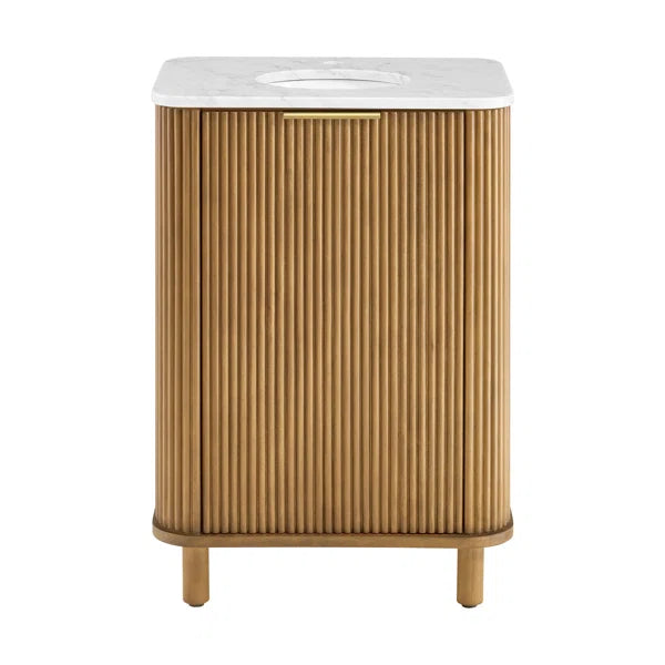 Havana 24"W x 18"D Reeded Birch Single Bathroom Vanity | Carrara Marble Countertop