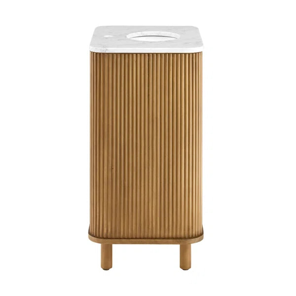 Havana 24"W x 18"D Reeded Birch Single Bathroom Vanity | Carrara Marble Countertop
