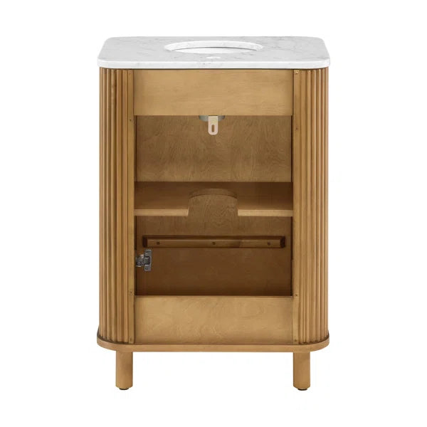 Havana 24"W x 18"D Reeded Birch Single Bathroom Vanity | Carrara Marble Countertop