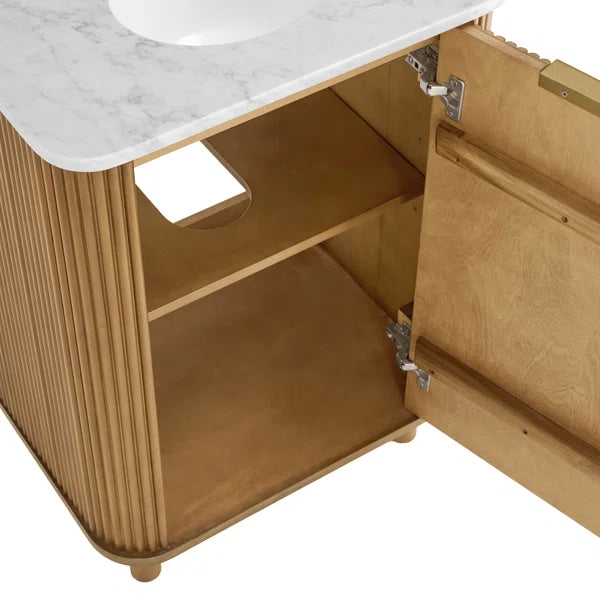 Havana 24"W x 18"D Reeded Birch Single Bathroom Vanity | Carrara Marble Countertop