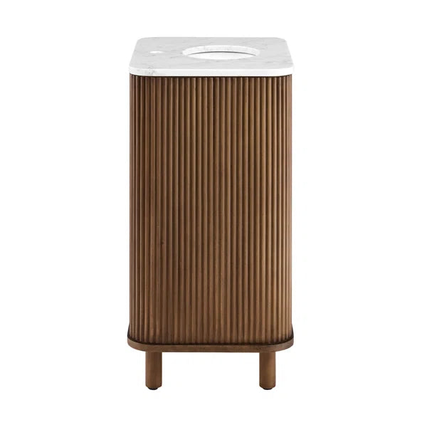 Havana 24"W x 18"D Brown Reeded Birch Single Bathroom Vanity | Carrara Marble Countertop