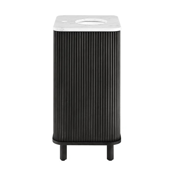 Havana 24"W x 18"D Black Reeded Birch Single Bathroom Vanity | Carrara Marble Countertop