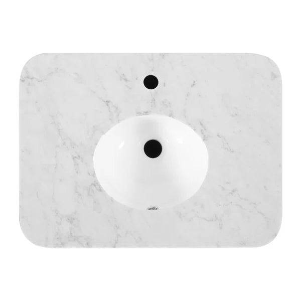 Havana 24"W x 18"D Brown Reeded Birch Single Bathroom Vanity | Carrara Marble Countertop