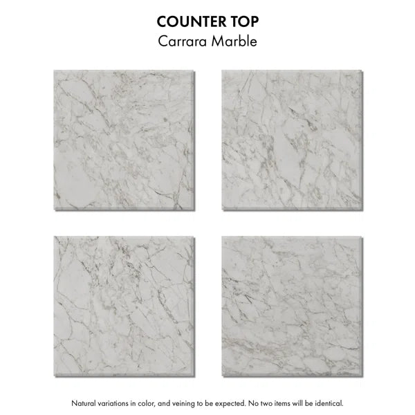 Havana 48" Brown Reeded Birch Single Bathroom Vanity | Carrara Marble Countertop