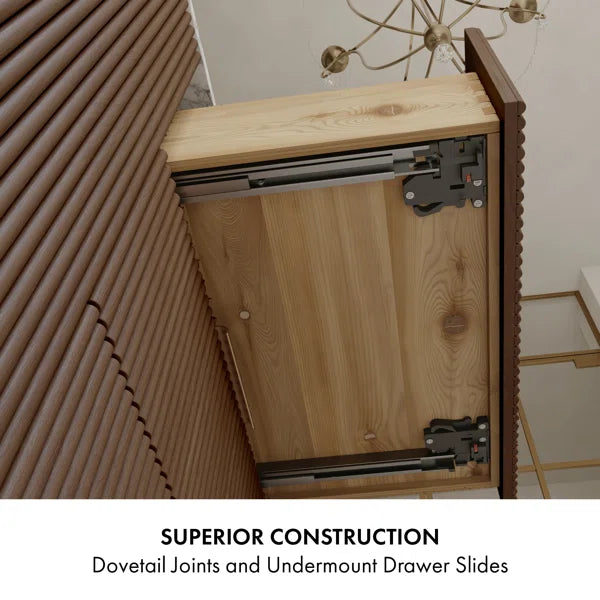 Havana 54" Width Single Bathroom Vanity In Brown Reeded Birch