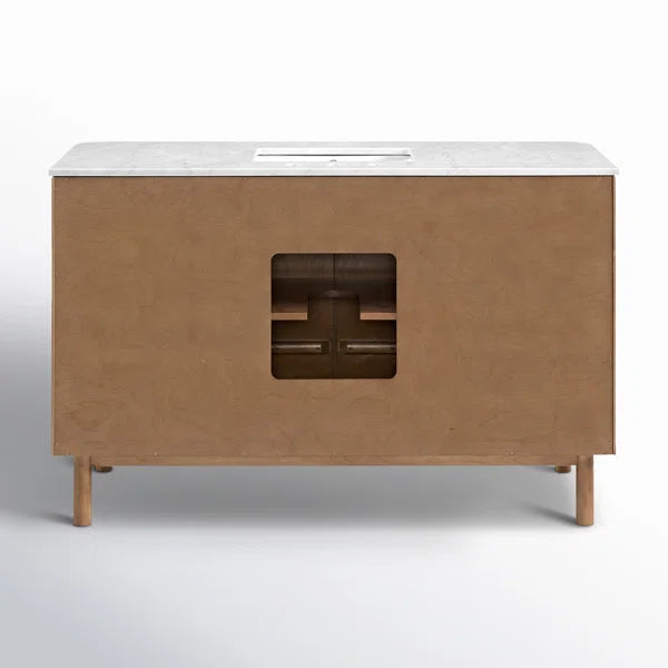 Havana 54" Width Single Bathroom Vanity In Brown Reeded Birch