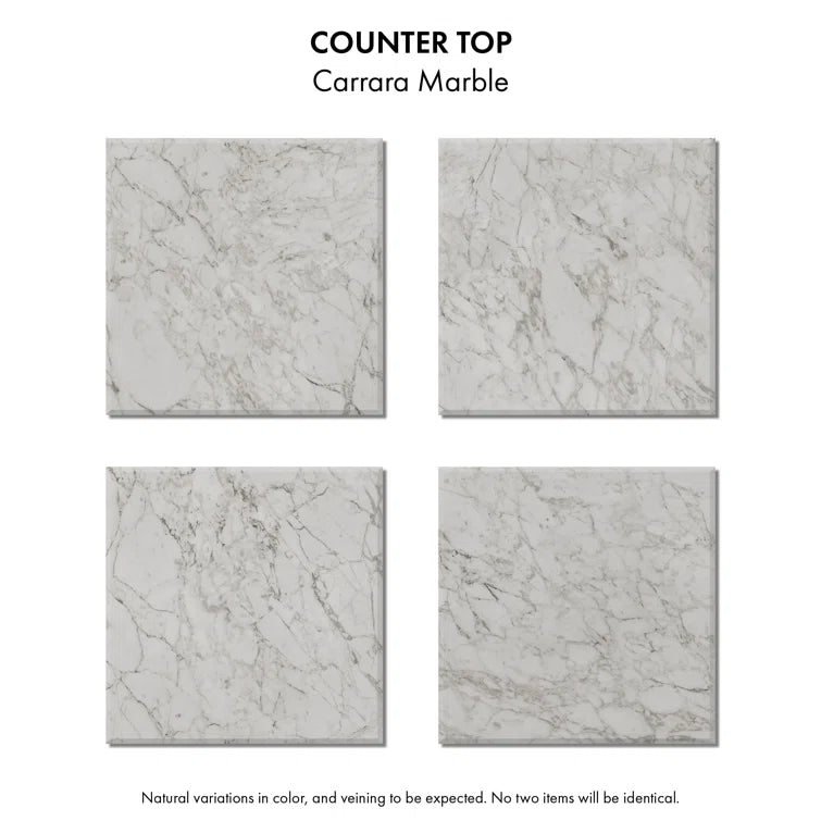 Havana 60" Brown Reeded Birch Double Bathroom Vanity | Carrara Marble Countertop