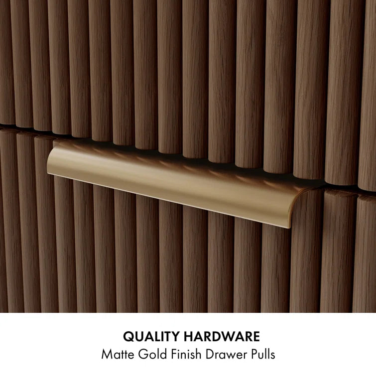 Havana 60" Width Double Bathroom Vanity In Brown Reeded Birch