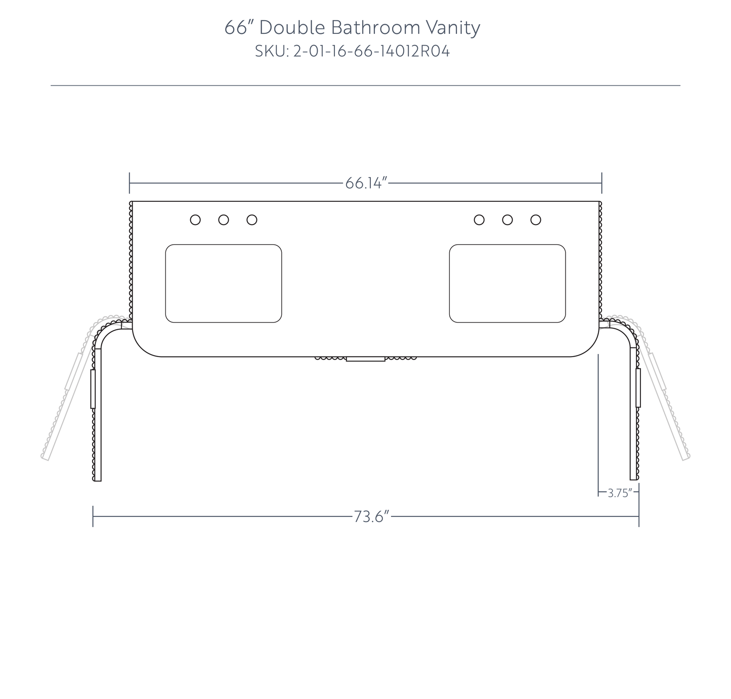 Havana 66" Double Bathroom Vanity in Reeded Birch | Carrara Marble Countertop