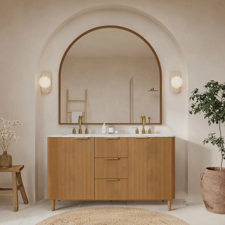 Havana 66" Width Double Bathroom Vanity In Natural Finish