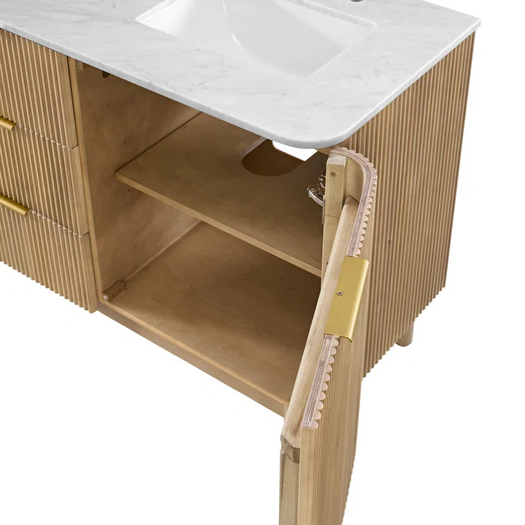 Havana 66" Width Double Bathroom Vanity In Natural Finish