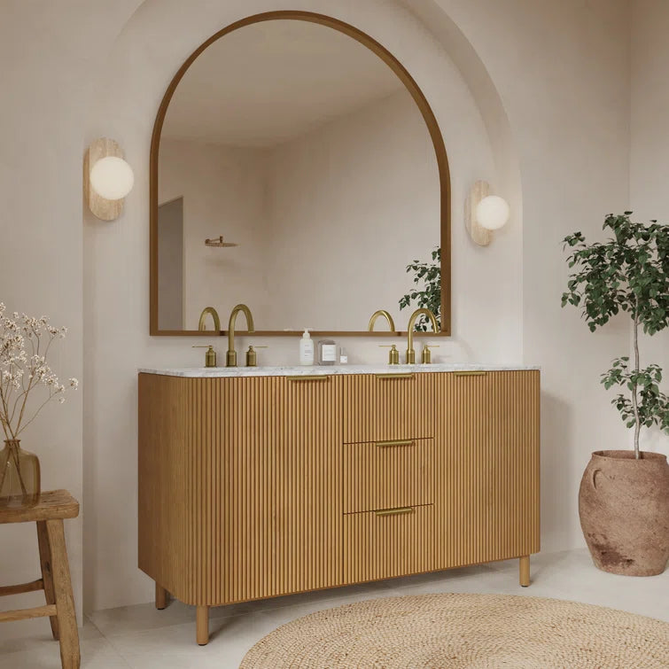 Havana 66" Width Double Bathroom Vanity In Natural Finish