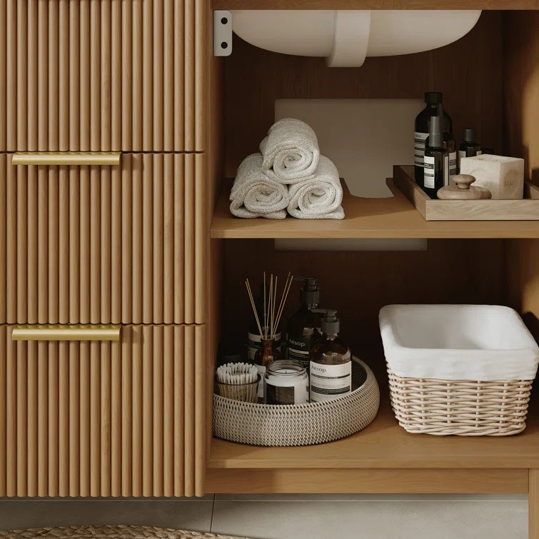 Havana 66" Width Double Bathroom Vanity In Natural Finish