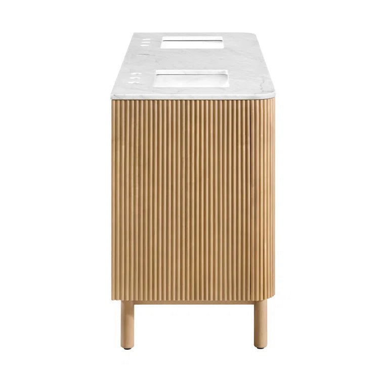 Havana 66" Width Double Bathroom Vanity In Natural Finish