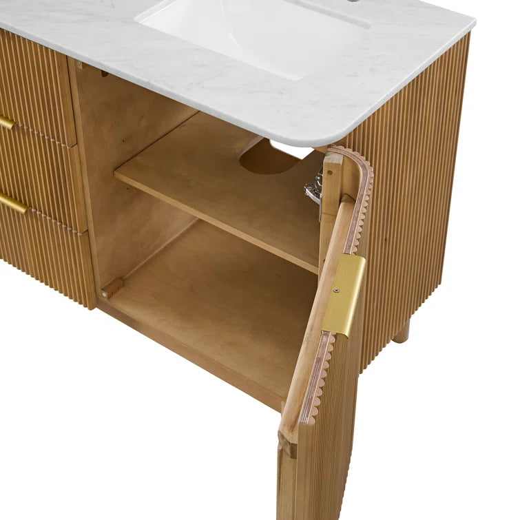 Havana 66" Width Double Bathroom Vanity In Natural Finish