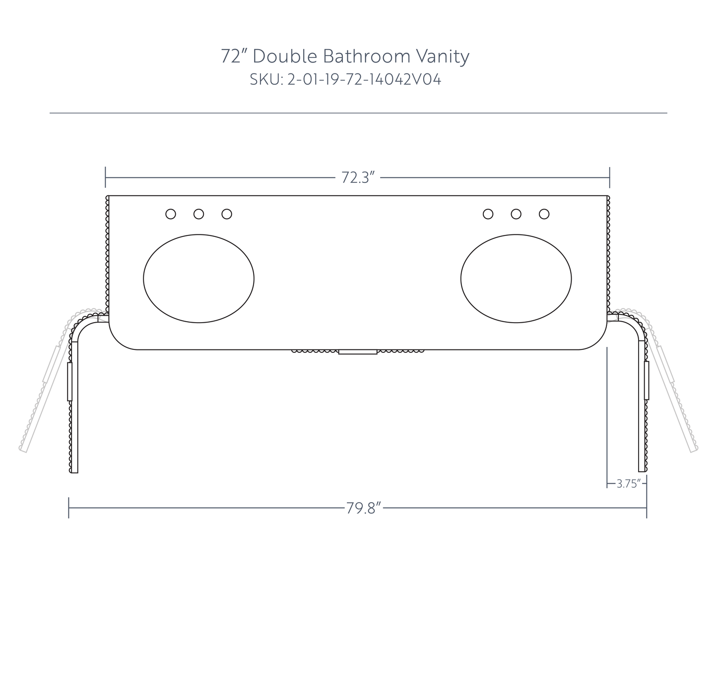 Havana 72" Double Bathroom Vanity in Reeded Birch | White Quartz Countertop