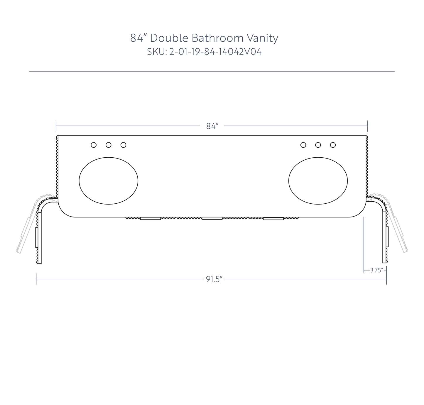Havana 84" Double Bathroom Vanity in Reeded Birch | White Quartz Countertop